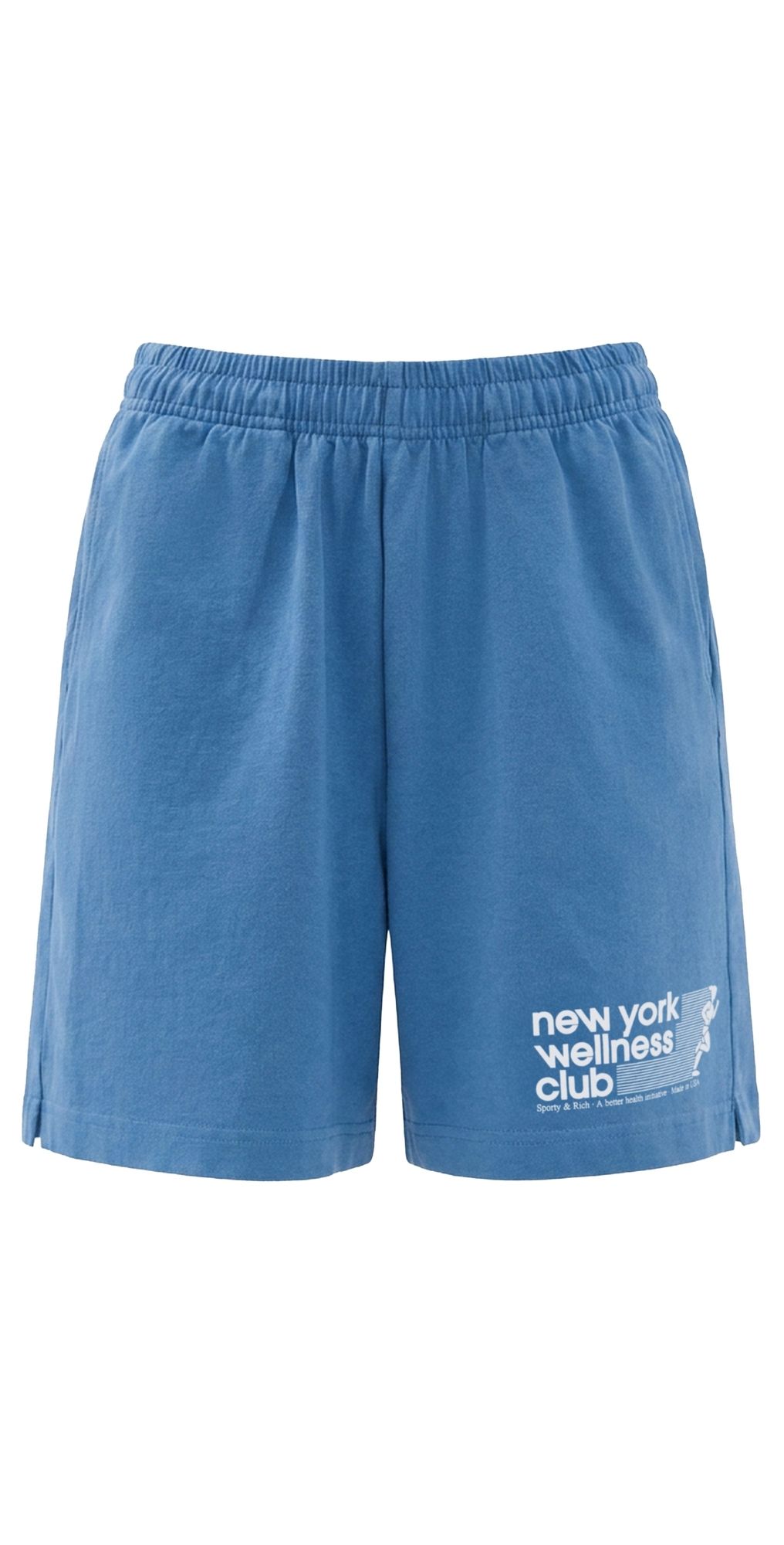 Sporty & Rich USA Wellness Club Gym Shorts 5.5 Dusty Blue White S