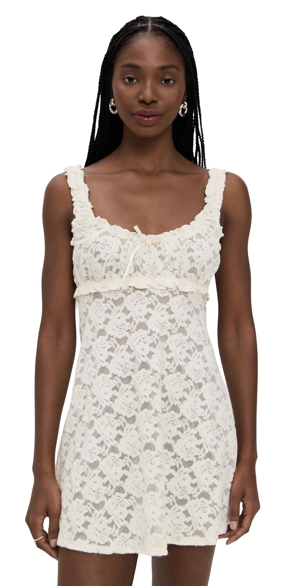 For Love & Lemons Cloud Lace Slip Dress White M