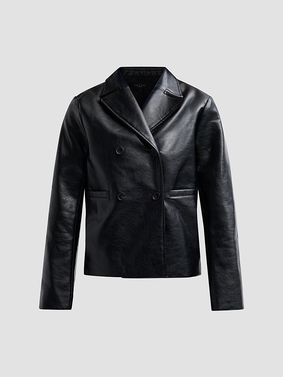 Women's Finley Faux Leather Coat - Black - Size 16