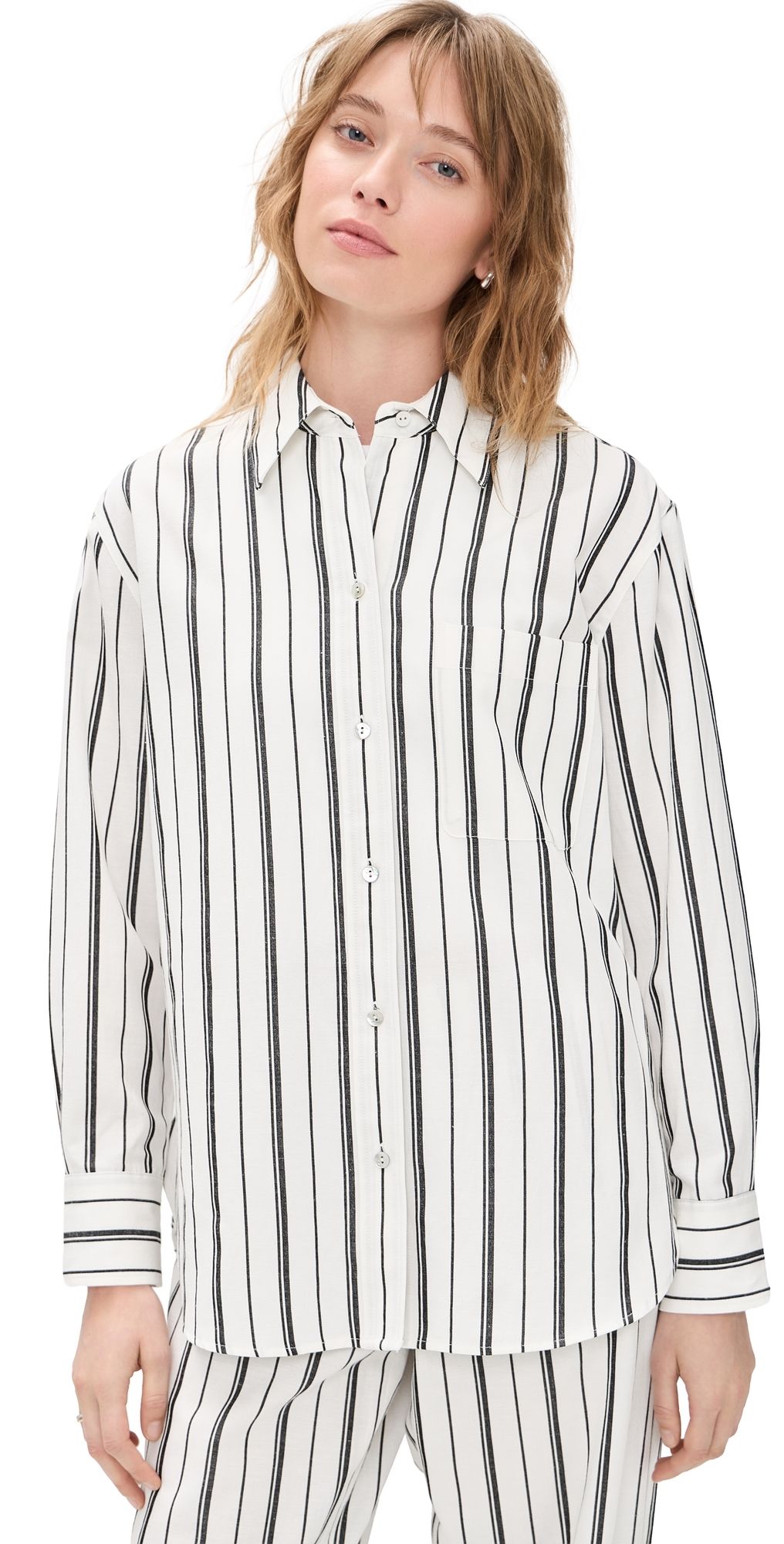 Vince Resort Stripe Oversized Shirt B'White/Black M