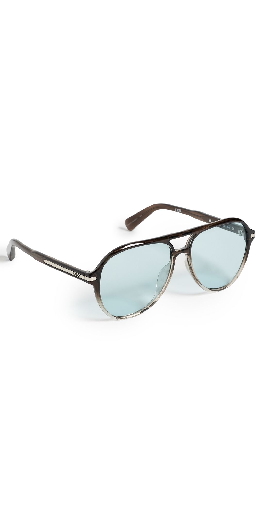 Quay Day One Sunglasses Grey Ombre/Aqua One Size