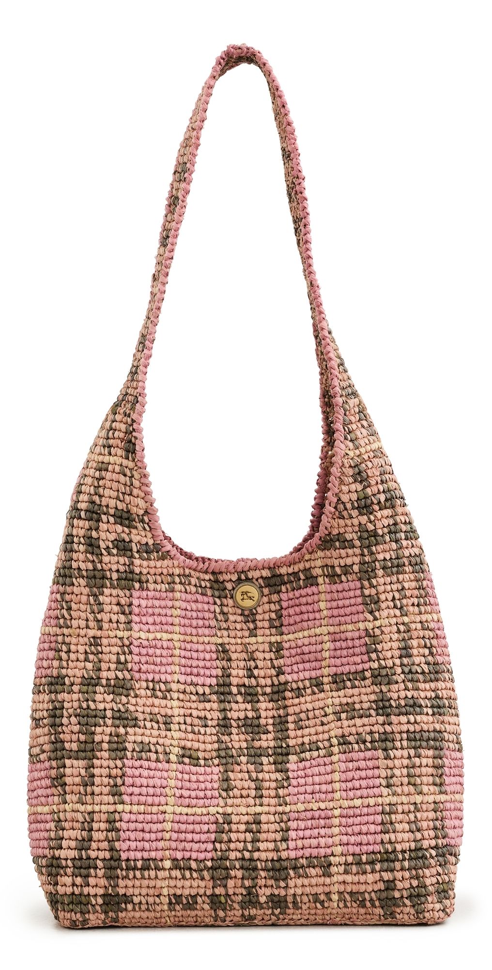 Burberry Margate Hobo Raffia Bag Pink One Size