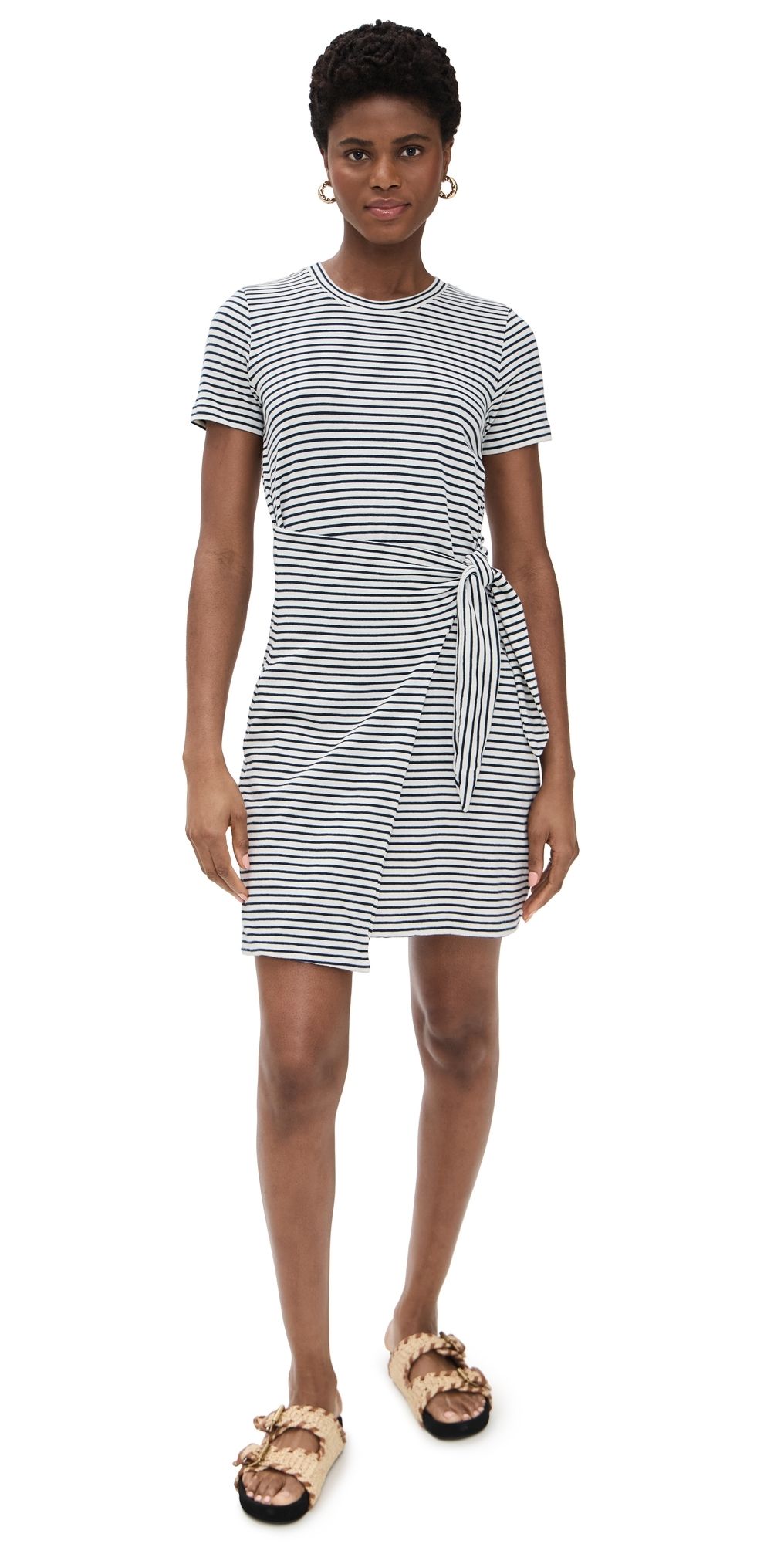 RAILS Edie Dress Ivory Navy Micro Stripe XL