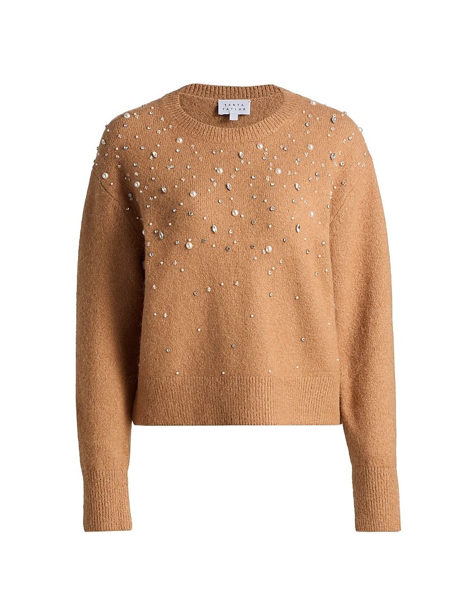 Women's Lexia Embellished Sweater - Camel - Size Large