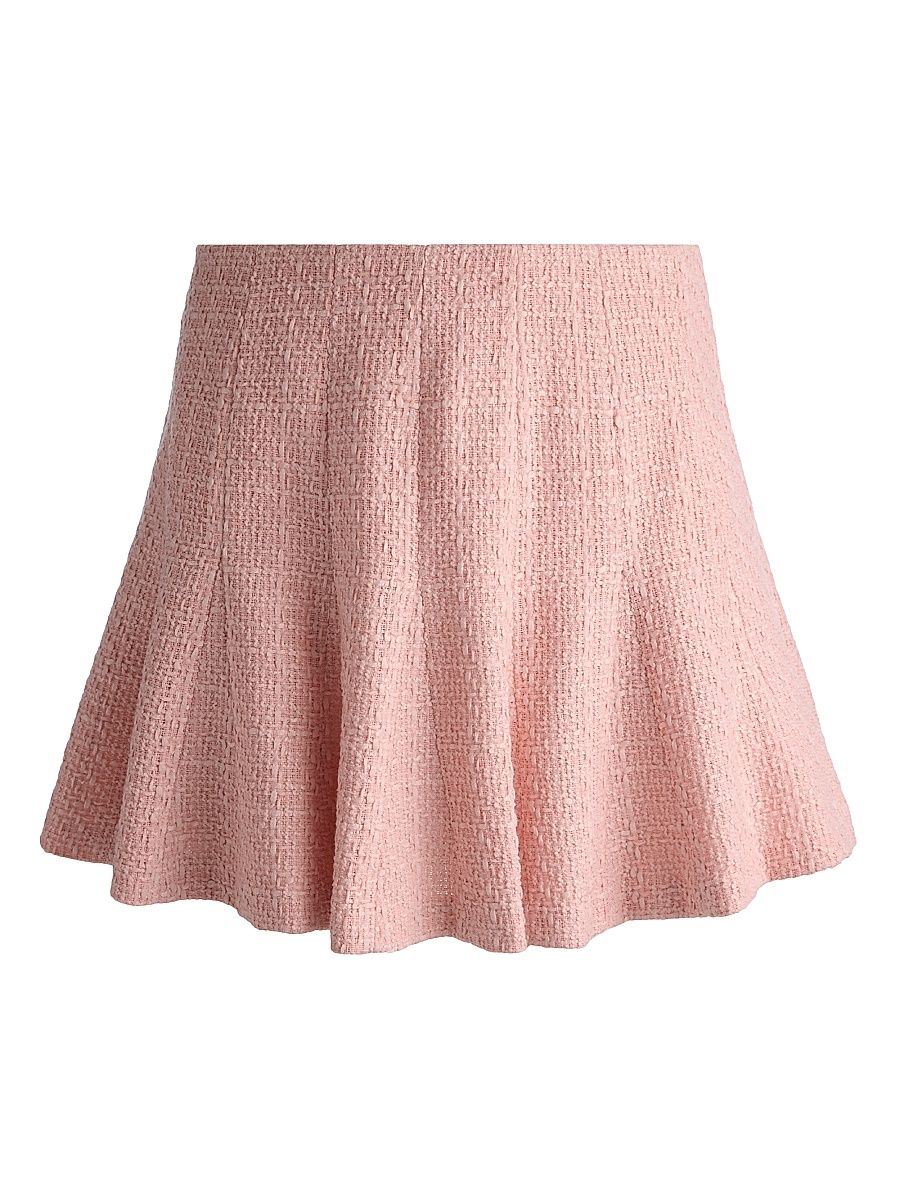 Women's Zona Godet-Pleated Tweed Miniskirt - English Rose - Size 14