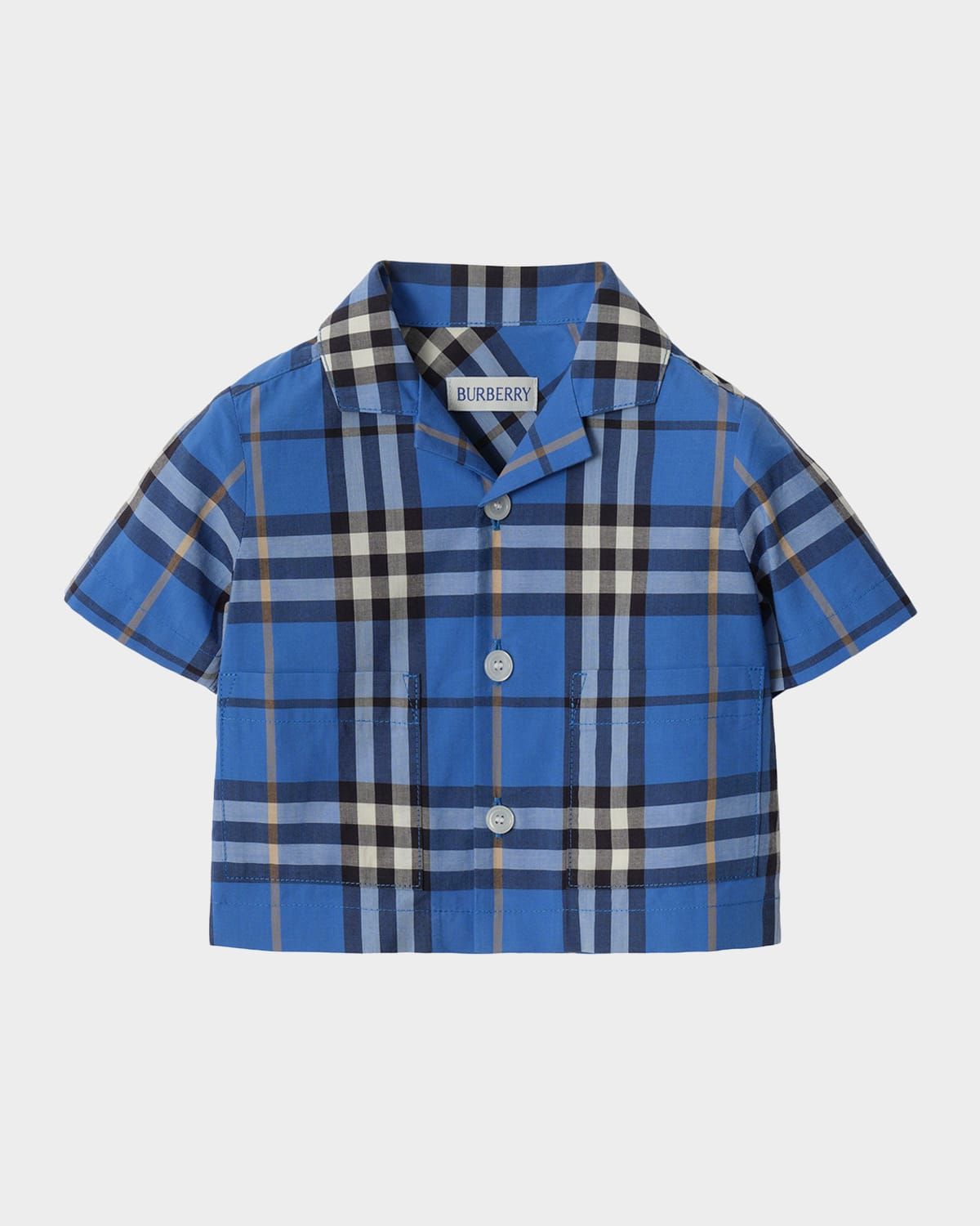 Boy & apos;s Check Cotton Shirt & Shorts Set, Size 1M-18M