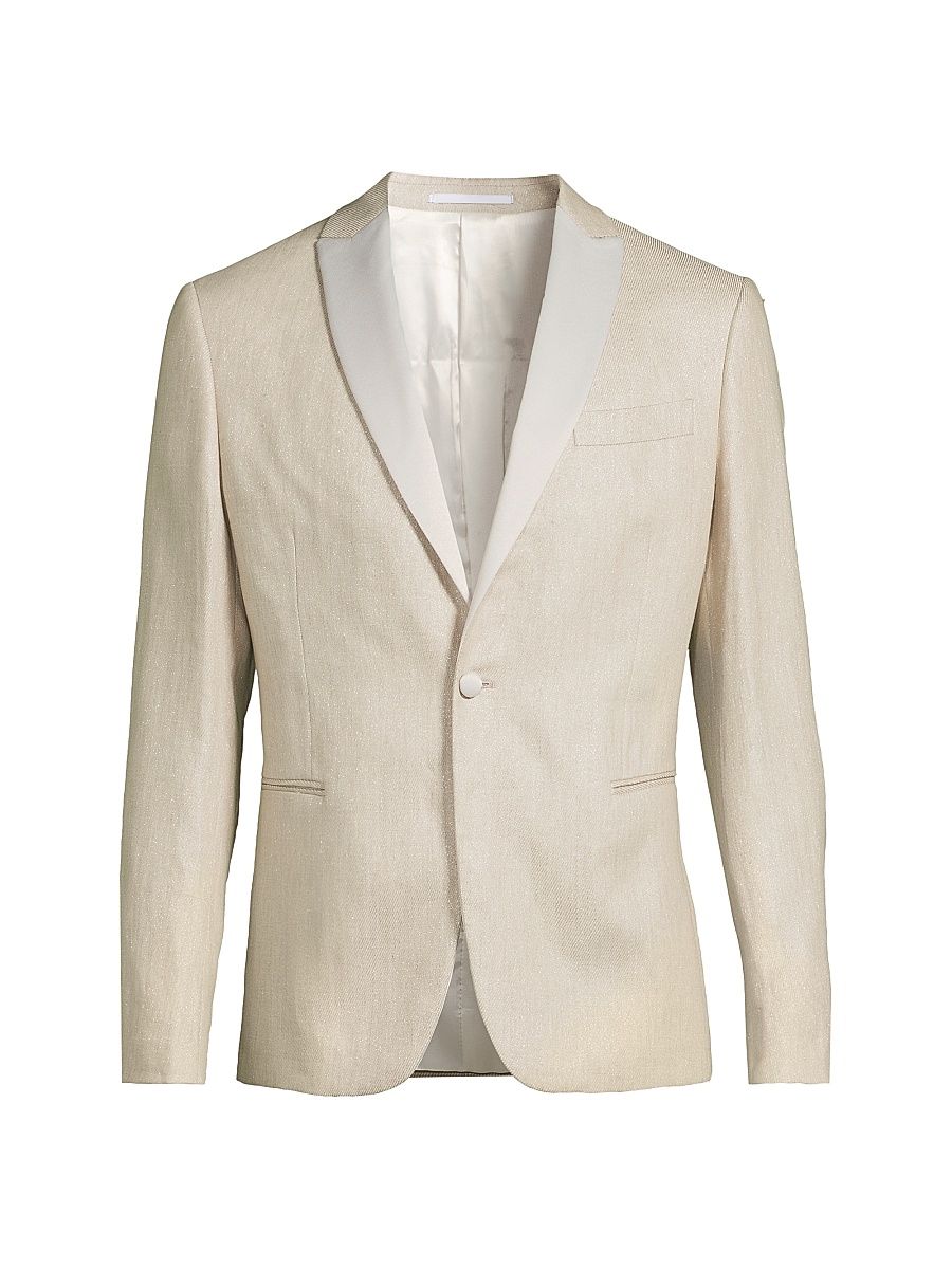 Men's Metallic Linen Dinner Jacket - Beige - Size 46