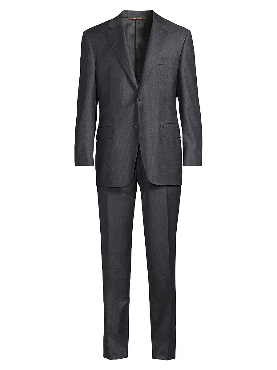 Men's Wool Single-Breasted Suit - Dark Grey - Size 40