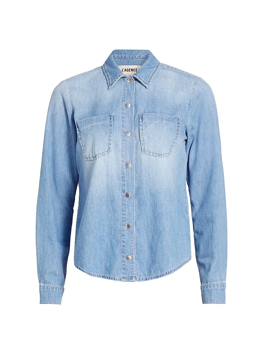 Women's Isla Denim Button-Front Shirt - Havana - Size XL