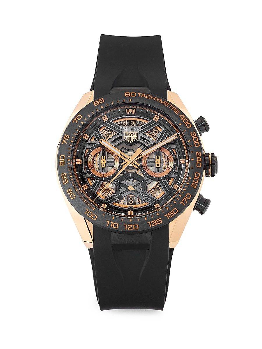 Women's Carrera TH-20 Extreme 18K Rose Gold, Titanium & Rubber Chronograph Watch/44MM - Black