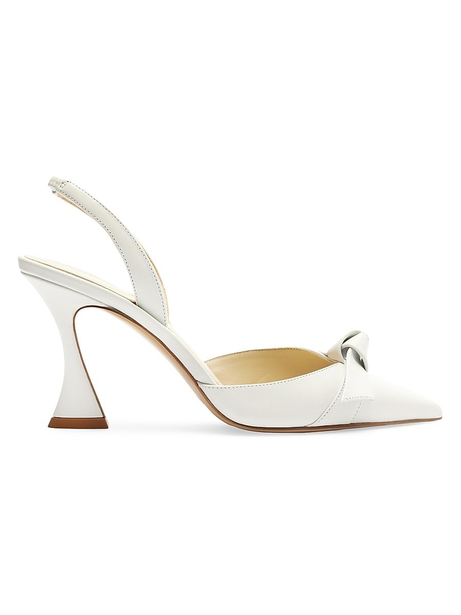 Women's Clarita Bell 85MM Leather Slingback Pumps - White - Size 11