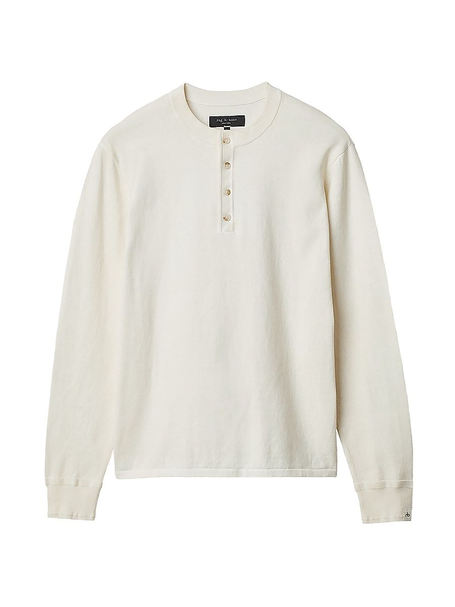 Men's Cotton Henley - Chalk - Size XL