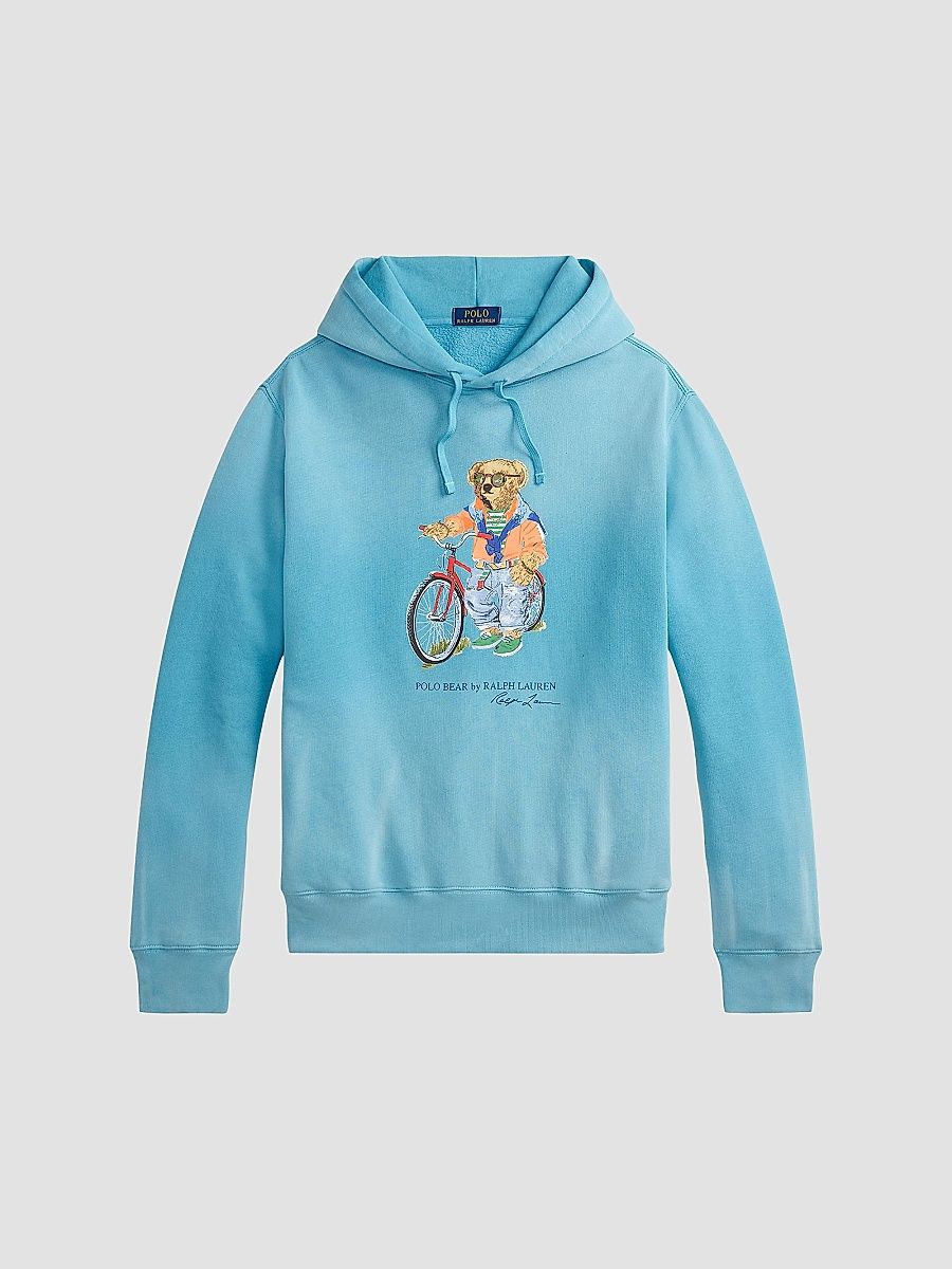 Polo Ralph Lauren Men's Preppy Polo Bear Fleece Hoodie - Perfect Turquoise Summer Bear - Size Medium