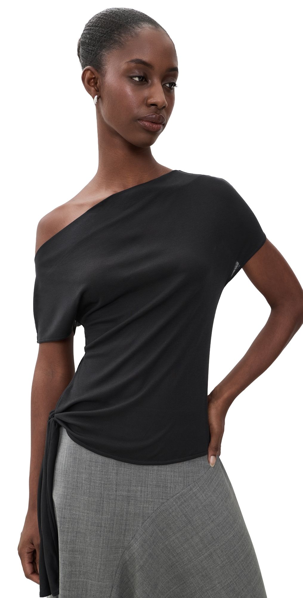 St. Agni Fine Jersey Off Shoulder Top Charcoal M