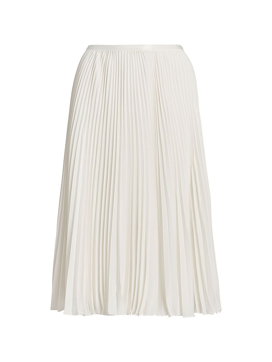 Women's Georgette Pleated Midi-Skirt - Trophy Cream - Size XL