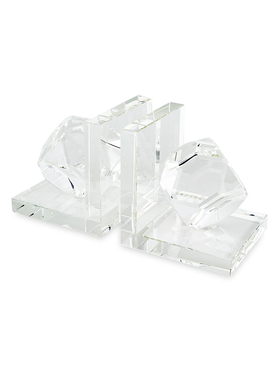 Clear Crystal Bookend Pair - Clear