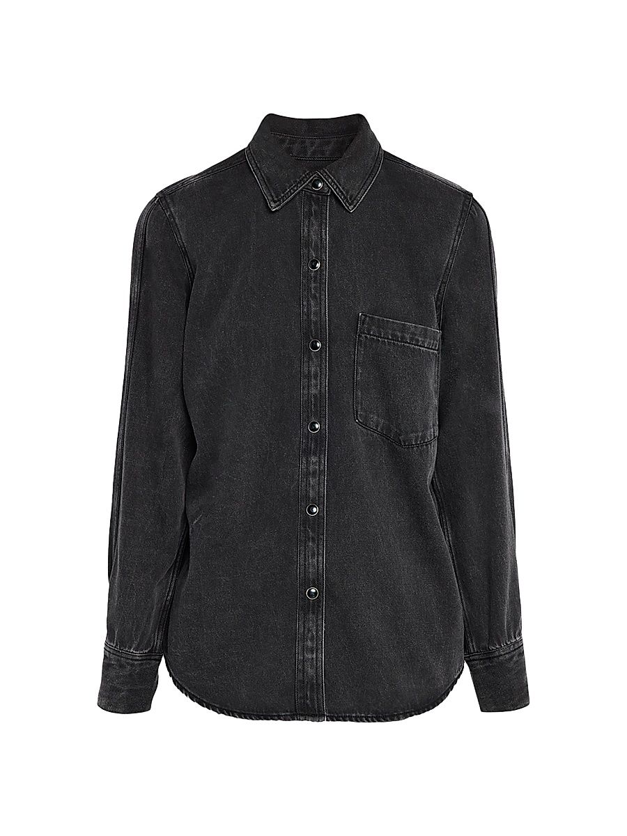 Women's Atticus Denim Snap-Front Shirt - Washed Black - Size Large