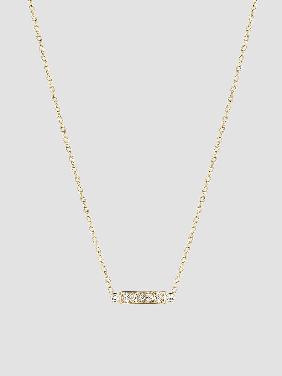 Women's Mood Parisian Stroll 18K Yellow Gold & 0.15 TCW Diamond Lattice Pendant Necklace - Yellow Gold
