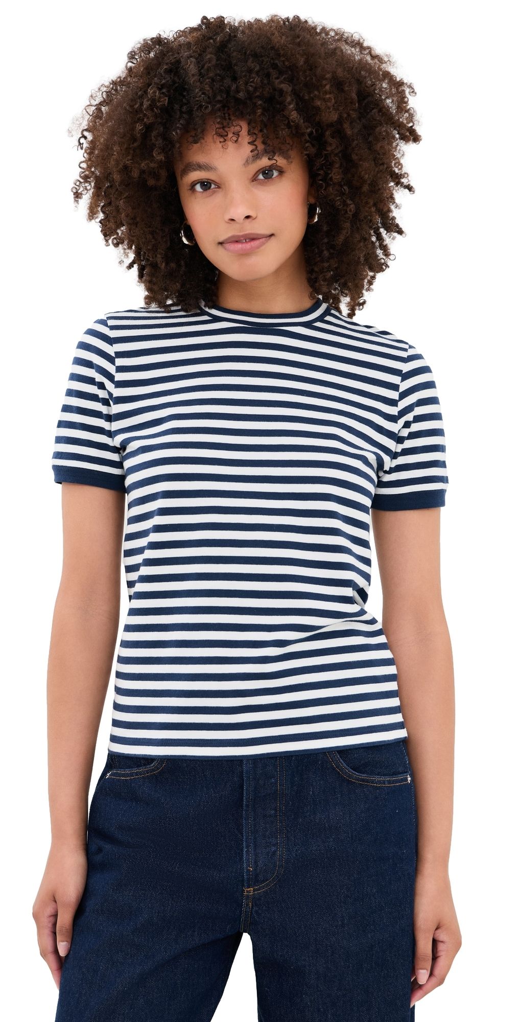 Suzie Kondi Symi Crew Neck Tee Navy/Ivory Stripe XL