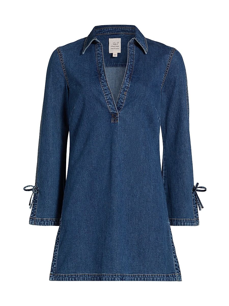 Women's Aster Denim V-Neck Minidress - Ruisseau - Size 12