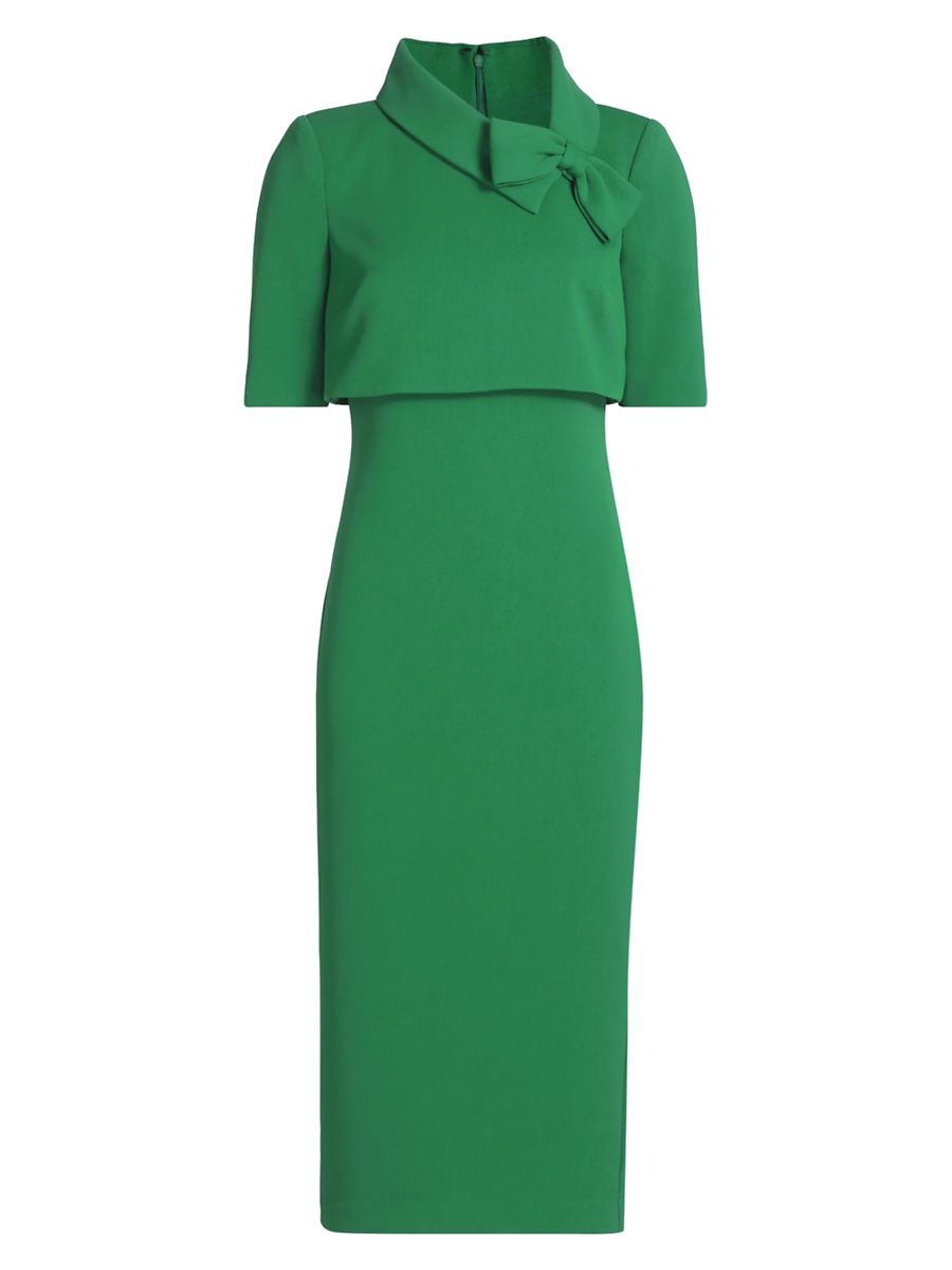 Women's Bow-Detailed Sheath Cocktail Dress - Emerald - Size 6