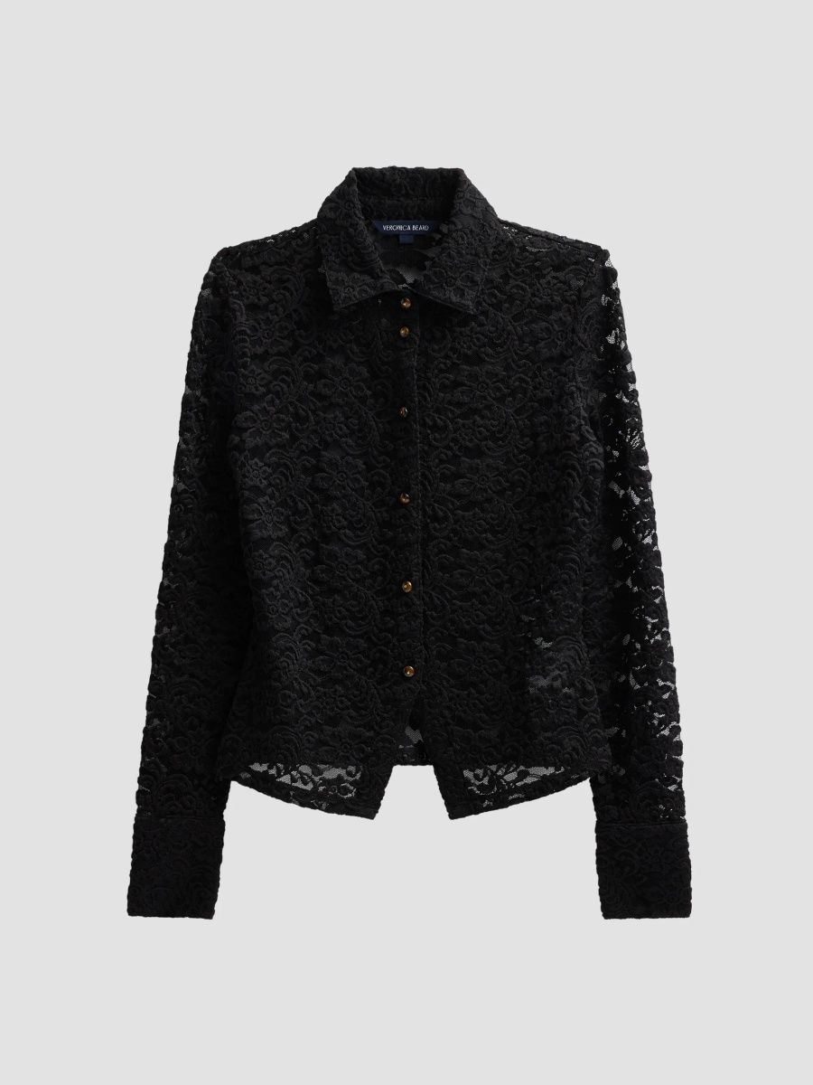 Veronica Beard Women's Wittaker Floral Lace Shirt - Black - Size XL