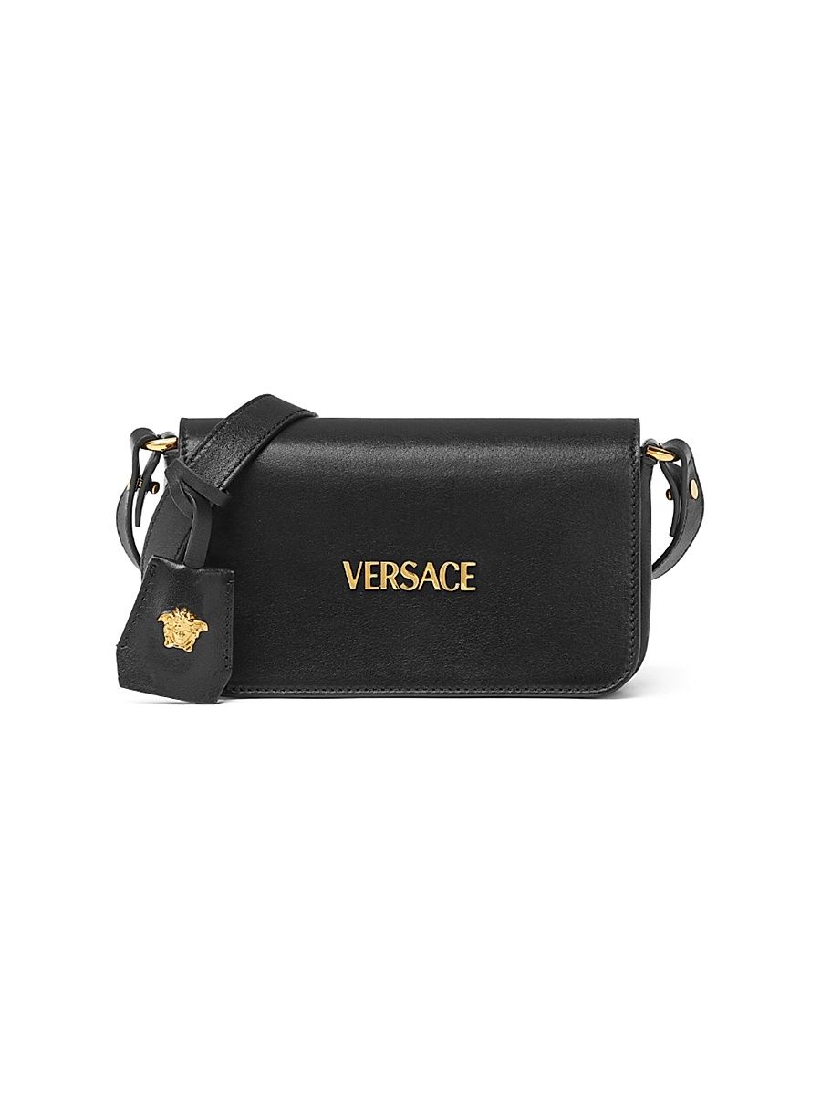 Women's Tag Mini Leather Shoulder Bag - Black Versace Gold