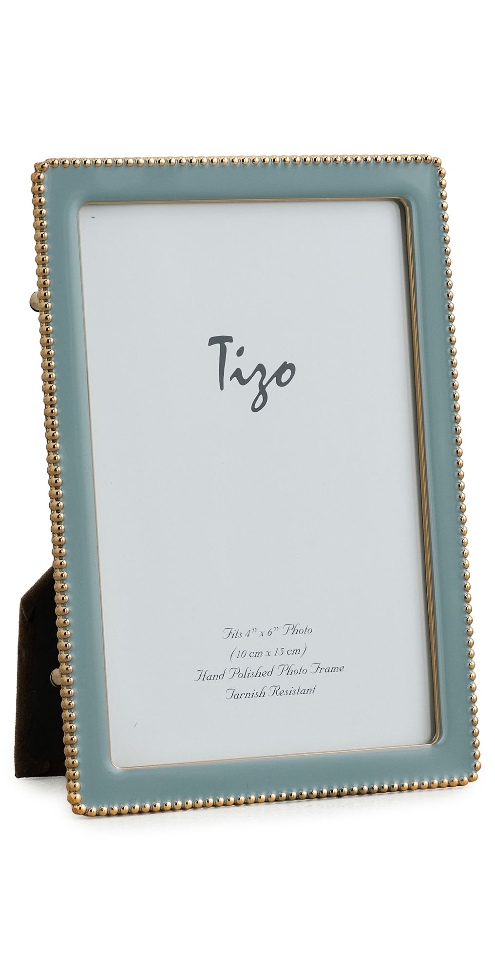 Tizo Design Gold Plate Beaded Enamel Frame 4x6 Blue One Size
