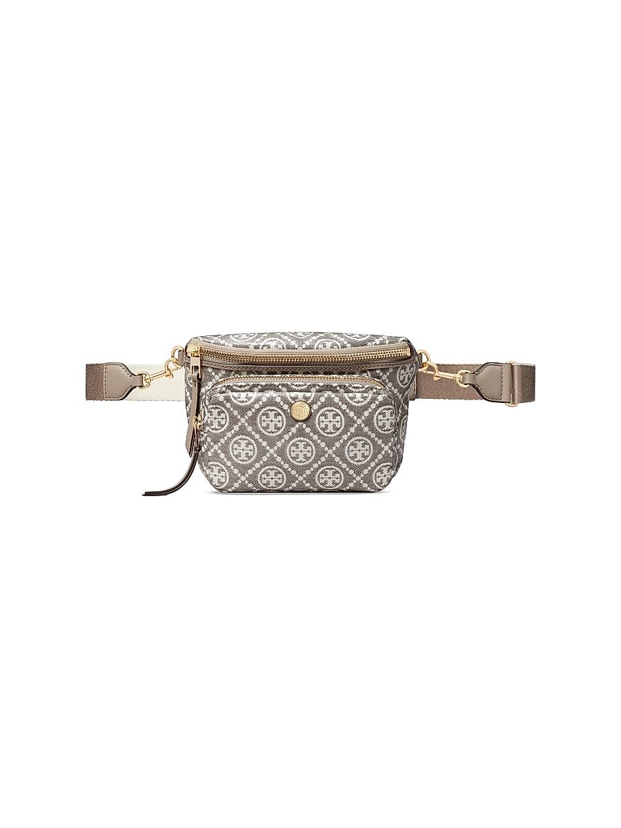 Women's T Monogram Mini Coated Jacquard Belt Bag - Charcoal