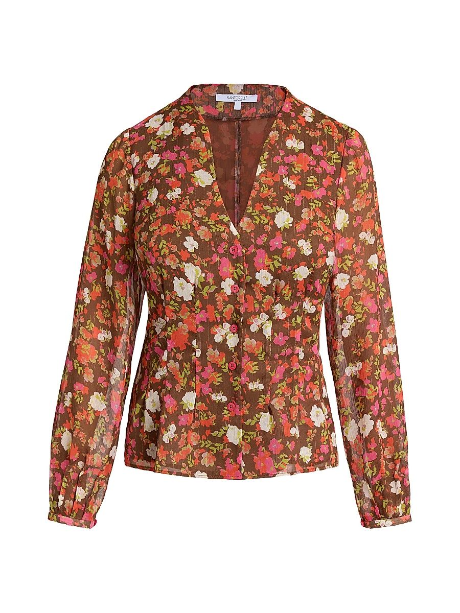 Women's Winnie Floral Georgette Blouse - Coconut Multi - Size 8
