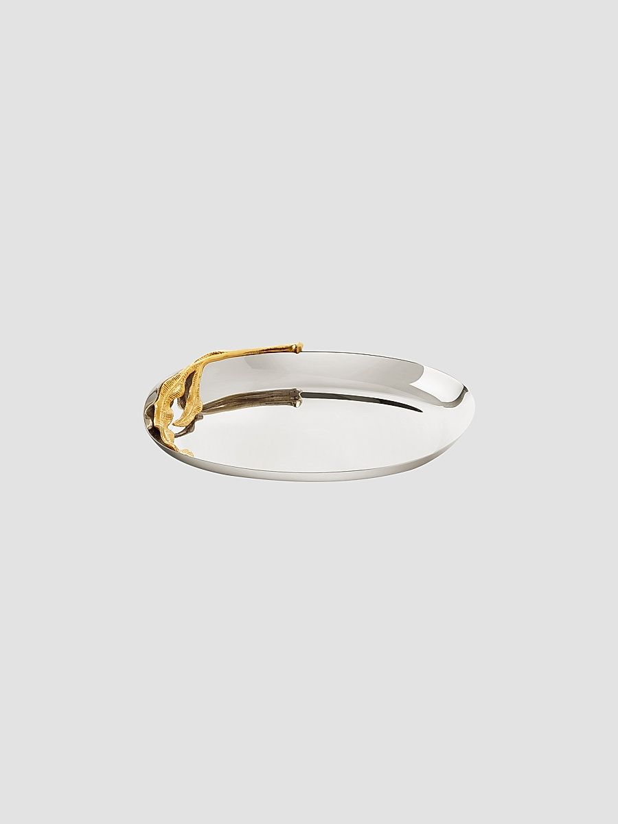 Fern Stainless Steel & 24K Gold Small Tray - Yellow Grey