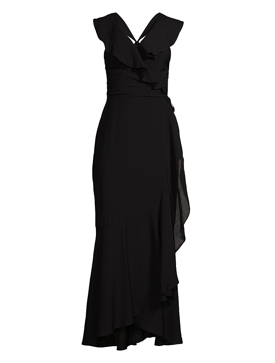 Women's Flutter Fishtail Maxi Dress - Black - Size 10
