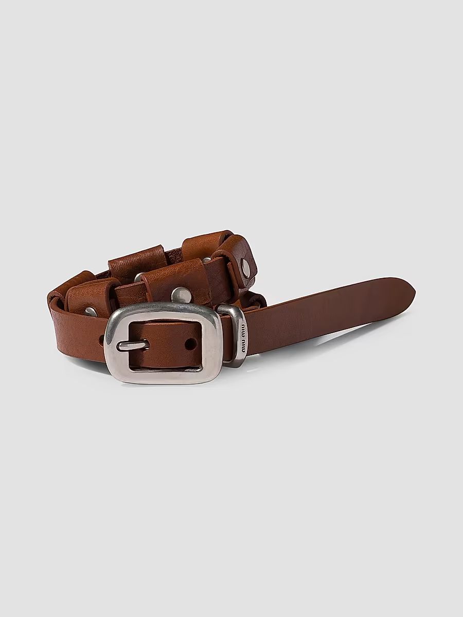 Miu Miu Women's Leather Bracelet with Buckle - Brown