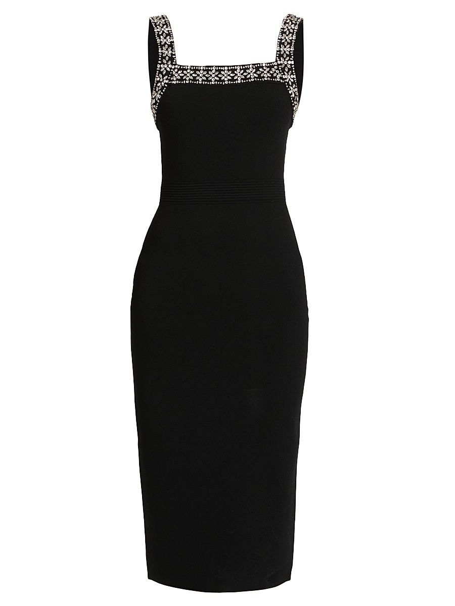 Women's Maude Embellished Midi-Dress - Black - Size XS