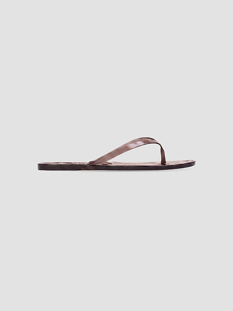 Women's Crystal PVC Flip Flops - Brown Zebra Pvc - Size 11