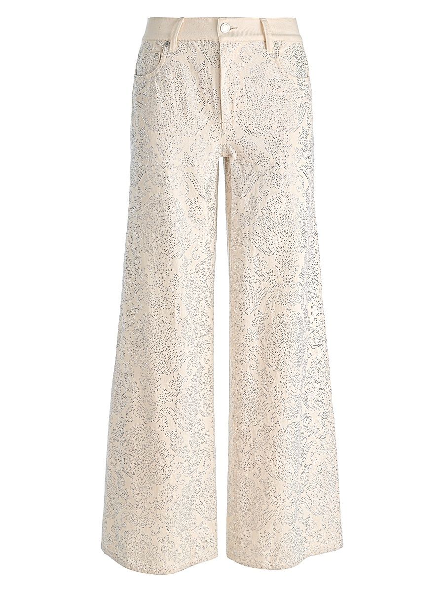 Women's Amazing Embellished Low-Rise Baggy Jeans - Off White Multi - Size 32