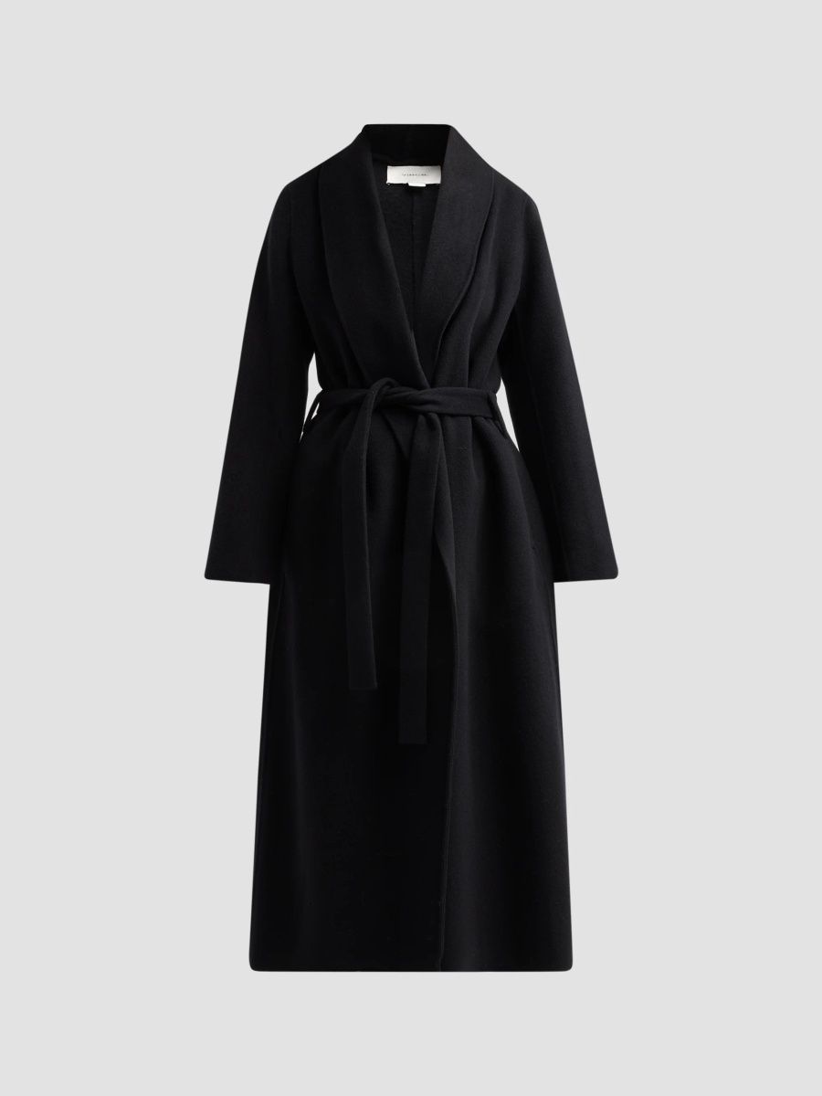 Vince Women's Wool-Cashmere Tie-Waist Longline Coat - Black - Size XS