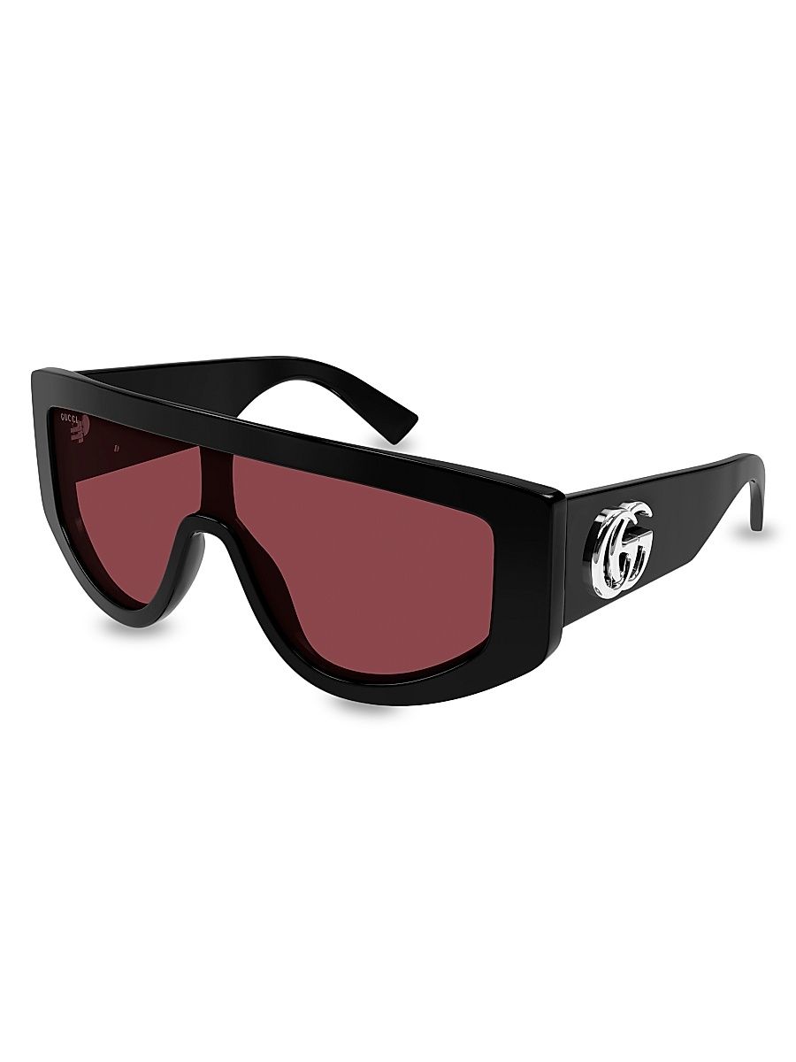 Women's GG Extruded 99MM Mask Sunglasses - Black