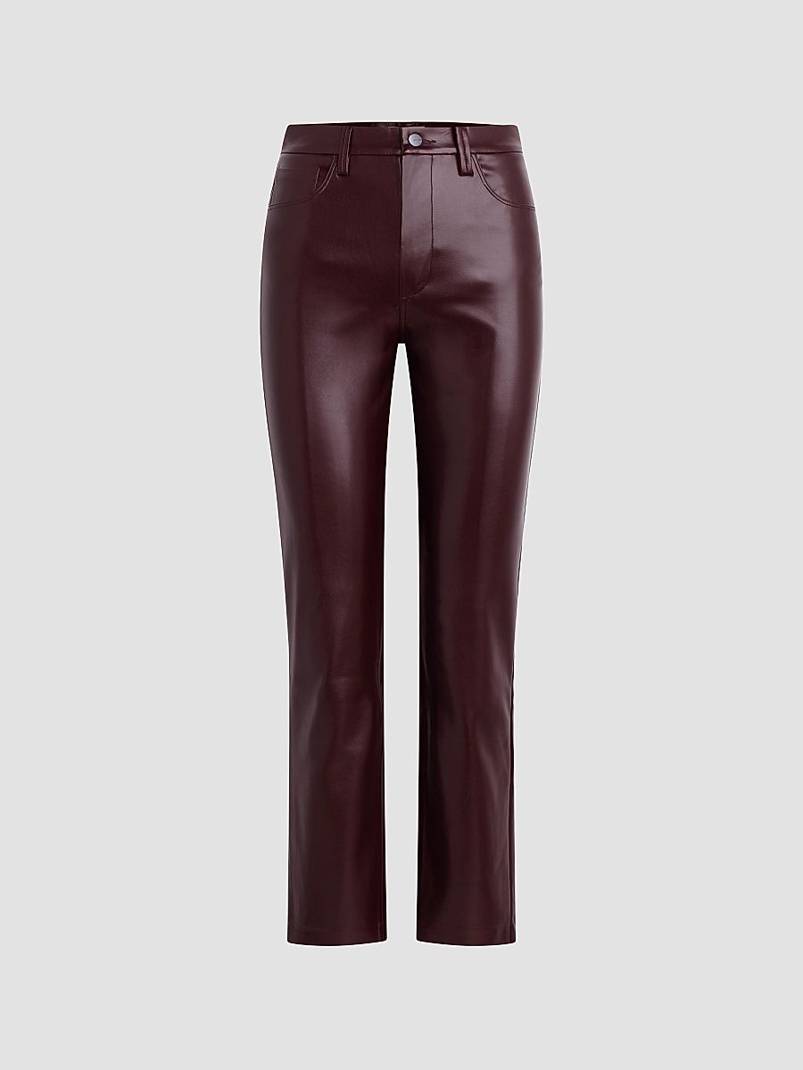 Women's The Lyra Faux Leather Slim Ankle Pants - Cabernet - Size 32