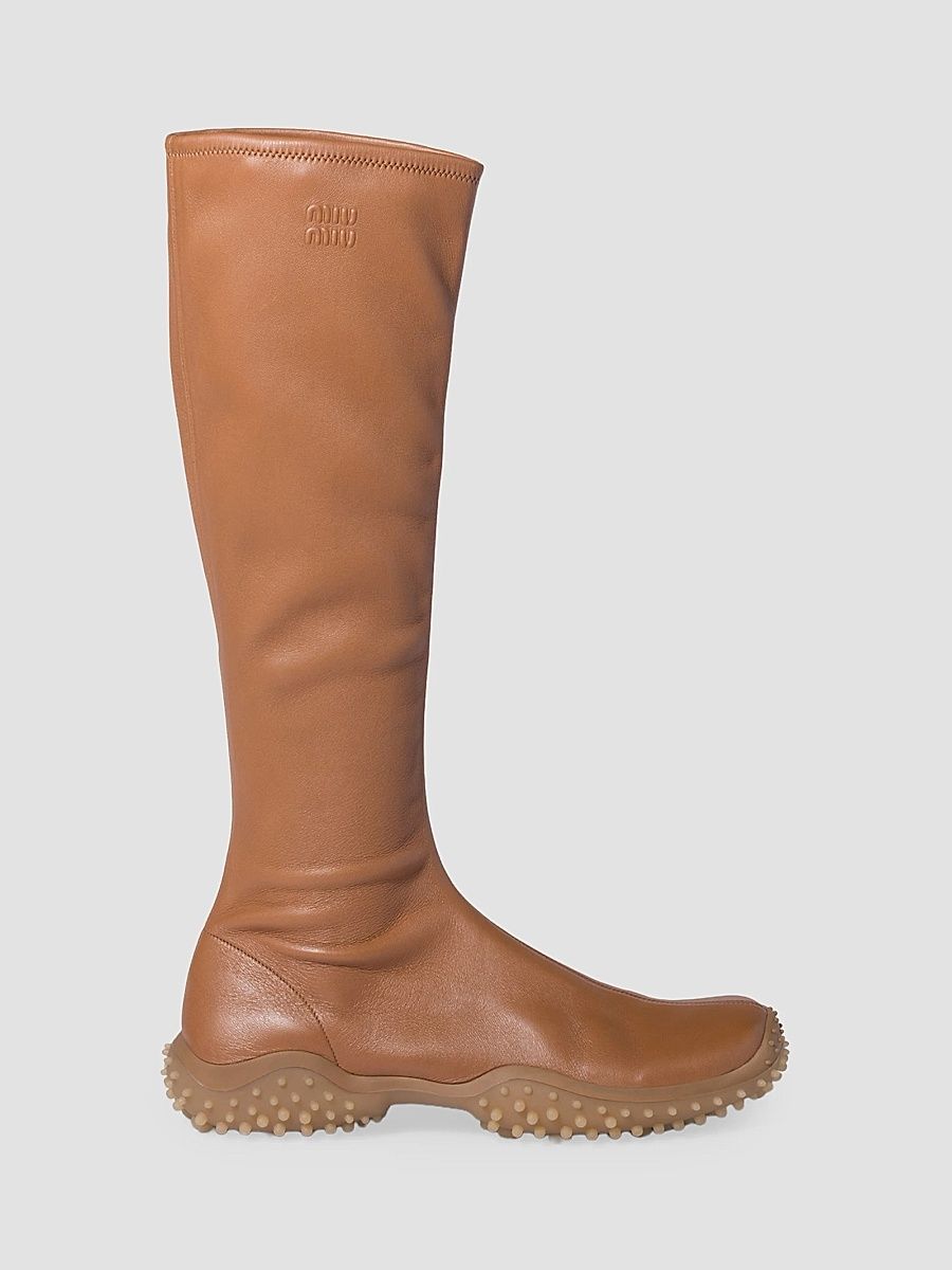 Women's Stretch Nappa Leather Boots - Brown - Size 8.5