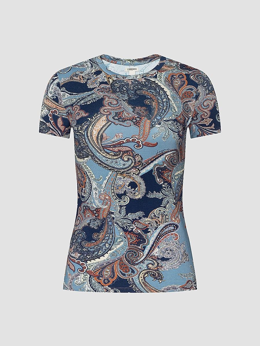 Women's Ressi Paisley Crewneck T-Shirt - Midnight Besarabian Paisley - Size XXS