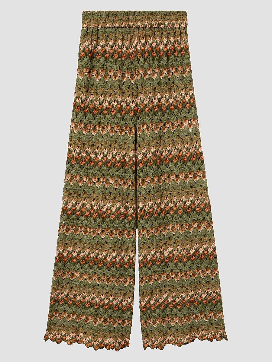 Women's Palazzo Pants - Green Multi - Size Large
