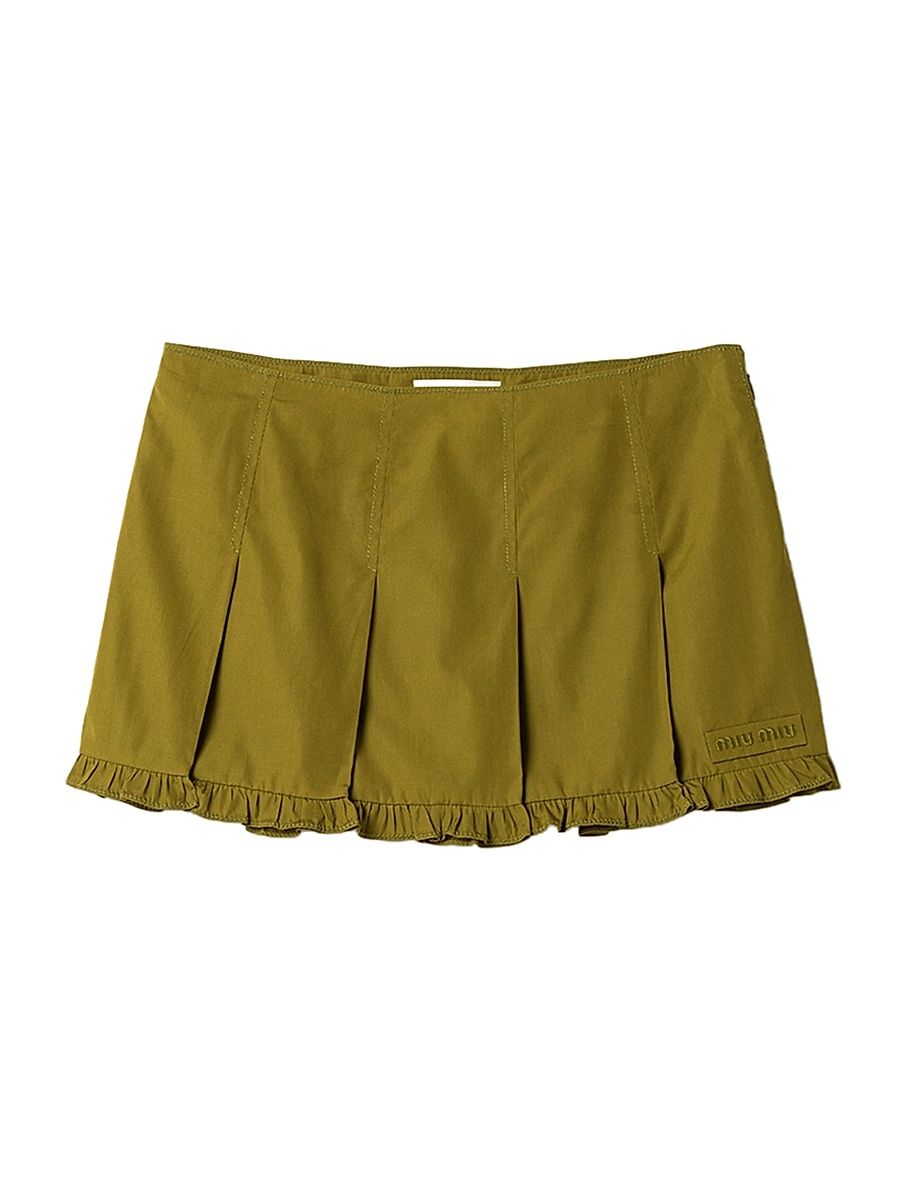 Women's Poplin Pleated Miniskirt - Green - Size 4