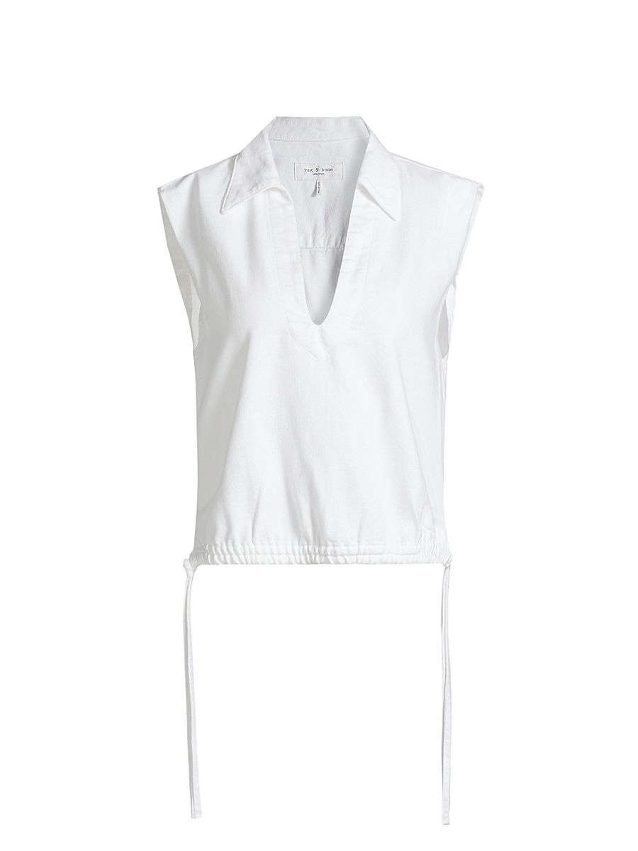 Women's Ultra Featherweight Fiona Cotton-Blend Drawstring-Hem Top - Optic White - Size XL