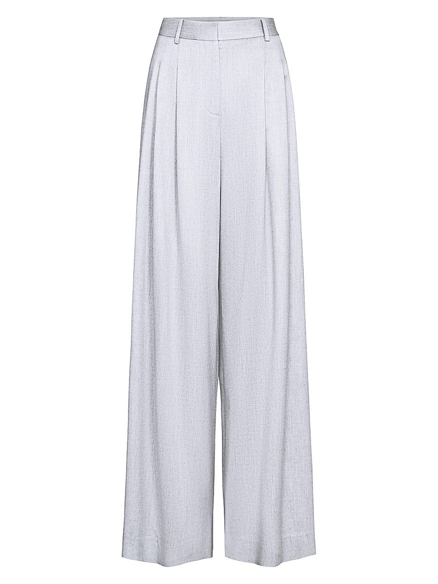 Women's Avery Stretch-Wool Wide-Leg Pants - Light Heather Grey - Size 12