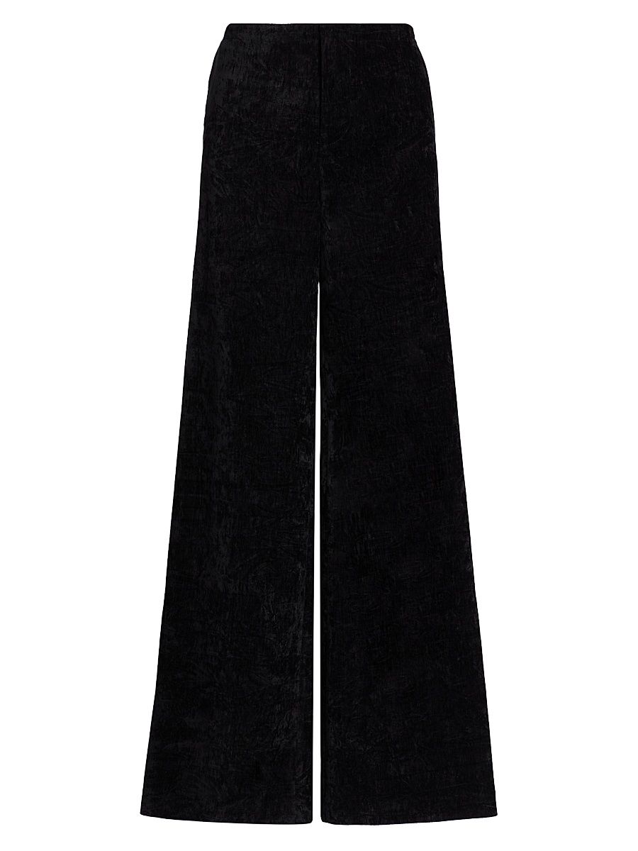 Women's Conor Velvet Wide-Leg Trousers - Black - Size 12