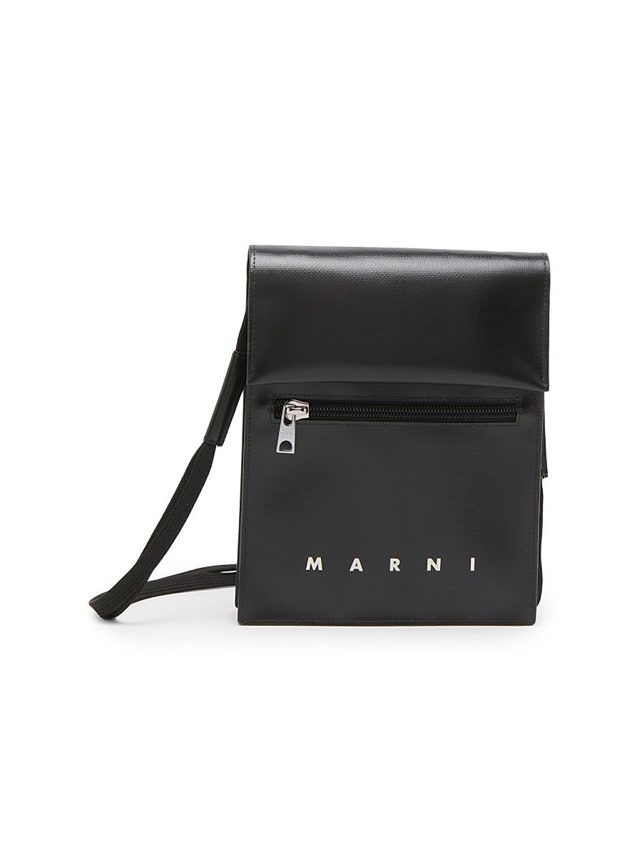 Men's Logo-Printed Shoulder Bag - Black