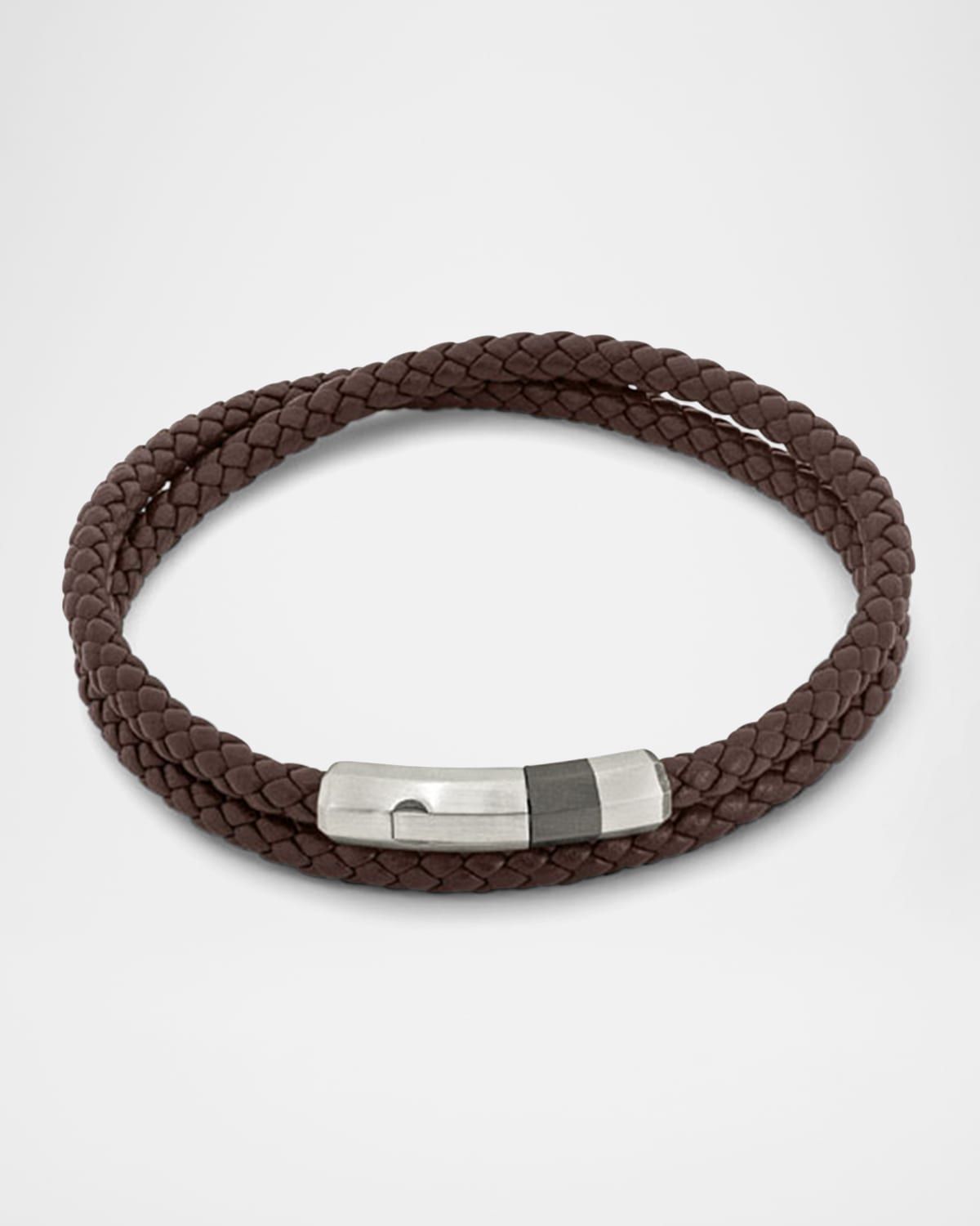 Men & apos;s Woven Leather Wrap Bracelet, Medium