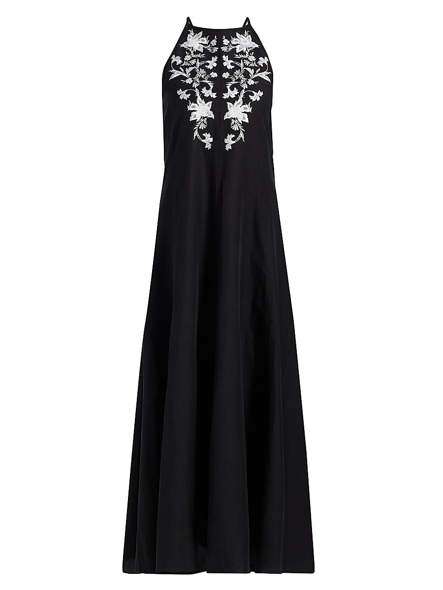 Women's Regina Embroidered Maxi Dress - Black - Size XS