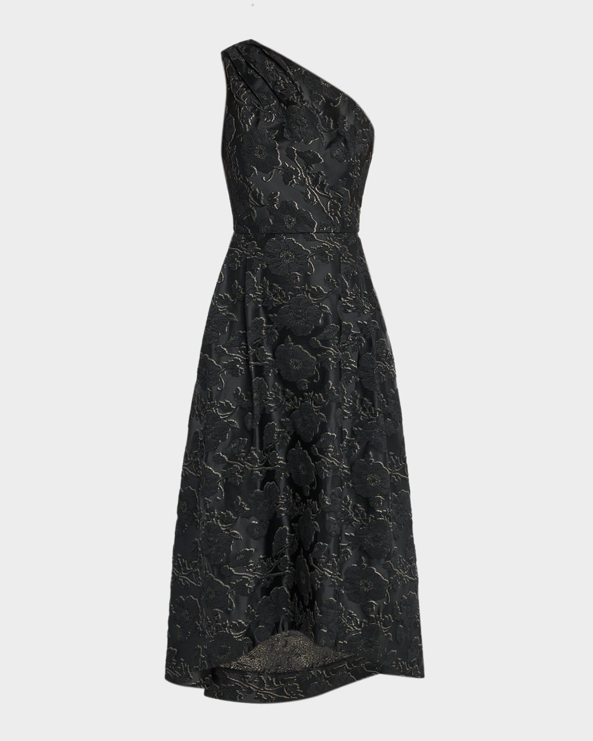 Georgie Metallic Jacquard One-Shoulder Gown